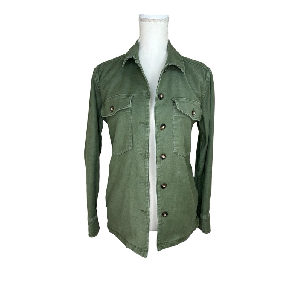 Faherty Savannah Stretch Cotton Utility Overshirt Jacket Fatigue Green XS - Picture 2 of 11